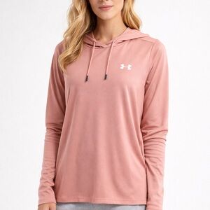 NWT Under Armour Pink Hooded Long Sleeve Active Top Women’s Large